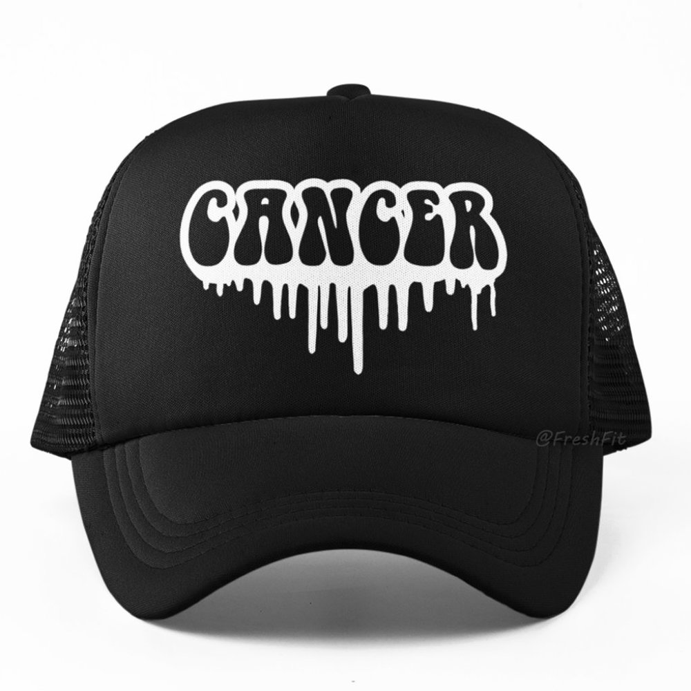 🆕CANCER Drip Zodiac Black Foam Trucker Hat Mesh Snapback Cap
